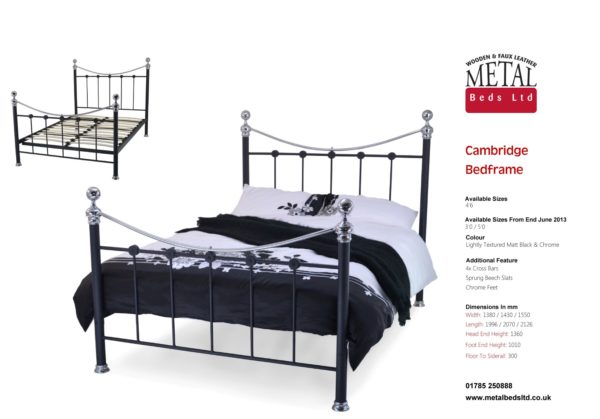 Cambridge Metal Bed Frame (Black/Chrome)