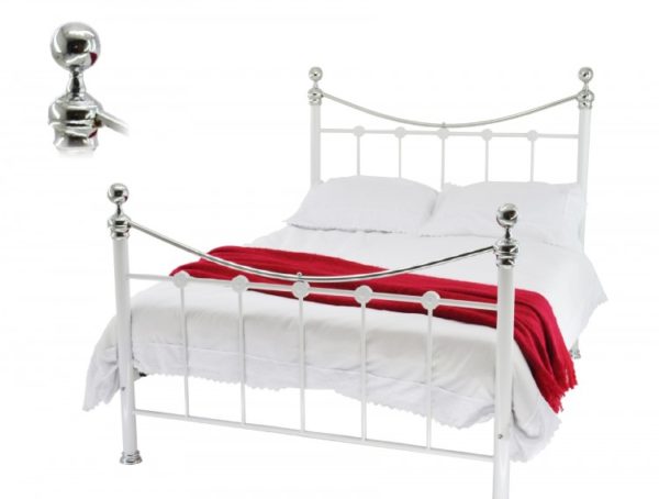 Cambridge Metal Bed Frame (White and Chrome)