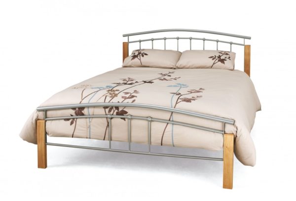 Tetras Metal Bed Frame (Silver and Beech)